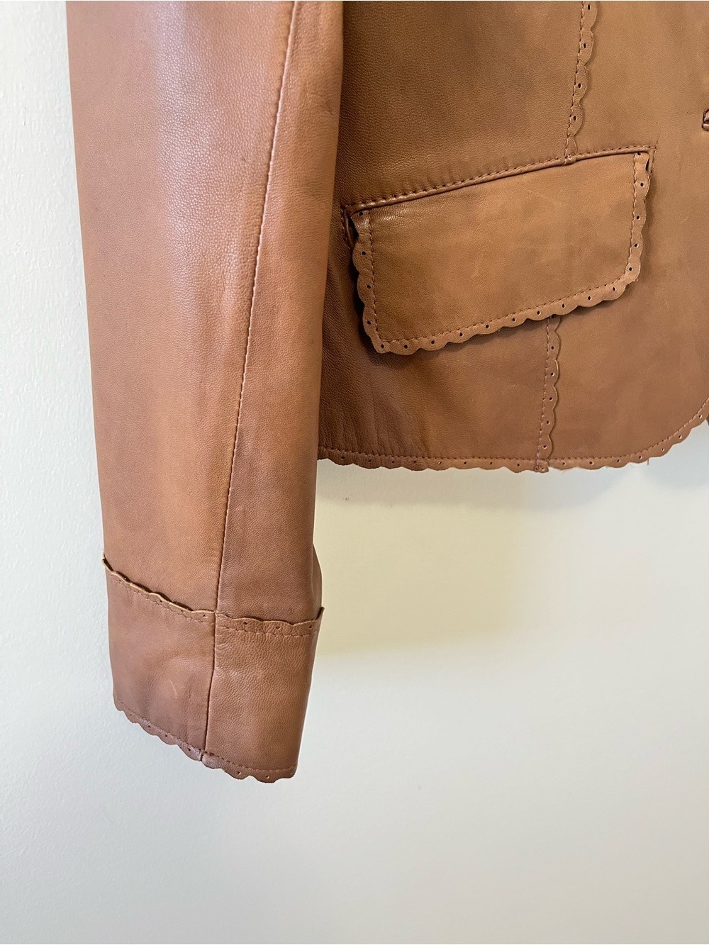 Danier Vintage Brown Camel Genuine Leather Button Front Jacket Size XS - Picture 3 of 10